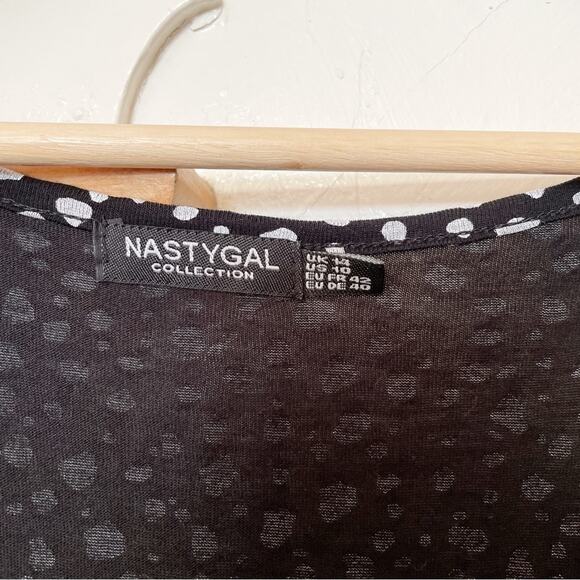 Nasty Gal Black White Jersey Abstract Spot Short Sleeve Jumpsuit Size 10 - Picture 4 of 9